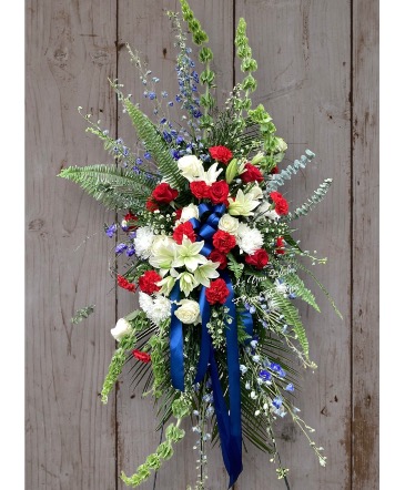 Stars and Stripes Standing Spray Designer Choice in Ashland City, TN | As You Wish Floral Designs by Kimberly McCord