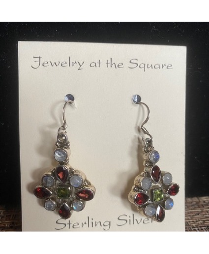 Sterling silver earrings with real stones Agate 