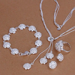 Sterling Silver Gift Set  Necklace, Ring and earrings, and bracelet