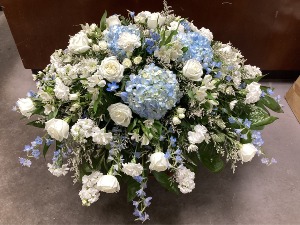 Still Blue Water Casket Spray