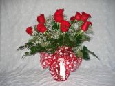 STILL LOVING YOU 12 Red Roses Fancy Wrapped Vase