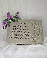 Lg. Stone w/ Remember You Saying and Silk Flowers 