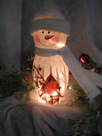 Stony Creek Snowman with Cardinal Winter Holidays