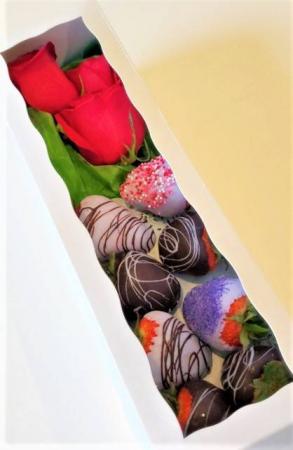 Strawberry Rose Box Flowers and Sweets in Jamestown, NC | Blossoms Florist & Bakery