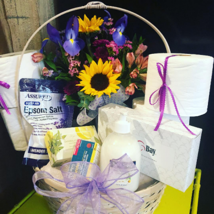 Stress Relief Floral Basket  & Toiletry Essentials No-Contact Delivery or Curbside Pick Up
