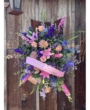 Striking Blue & Pink Spray Standing Spray
