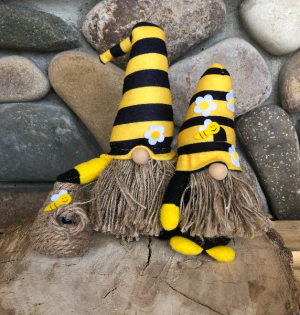 Stripe Hat Bee Gnome (lg & sm) 