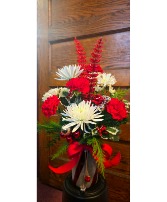 Striped CHristmas glass jar 