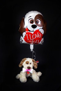 Stuffed Puppy Dog with Mylar Balloon Plush