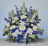 Stull's Blue and White Funeral Mache Basket