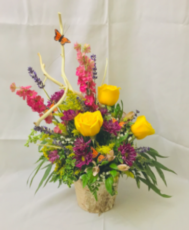 Stunning Birch Garden Fresh Arrangement