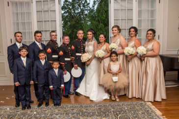 Stunning bridal party. Wedding flowers