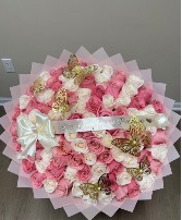 STUNNING PINK & WHITE LOVE  LOVE BOUQUET