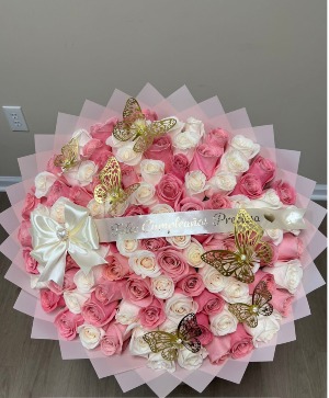 STUNNING PINK & WHITE LOVE  LOVE BOUQUET