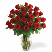 Classic Two Dozen Red Roses Floral Arrangement