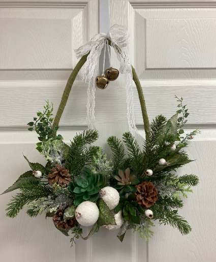Succulent accented winter wreath Permanent botanical 