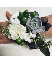 Succulent and Rose Corsage 