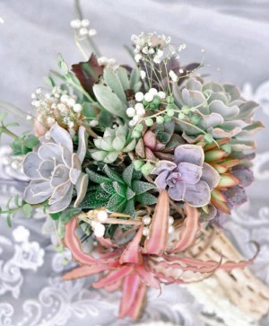 Succulent Bridal Bouquet  Live succulents