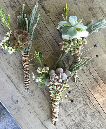 Succulent Serenity Boutonniere in Campbell, CA | Rosies & Posies