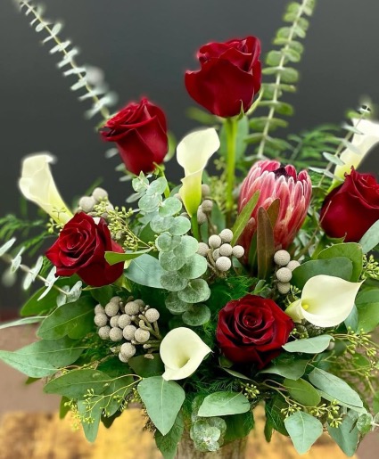‘Sugar Plum Proteas’ Pink Protea Designer Choice Arrangement 
