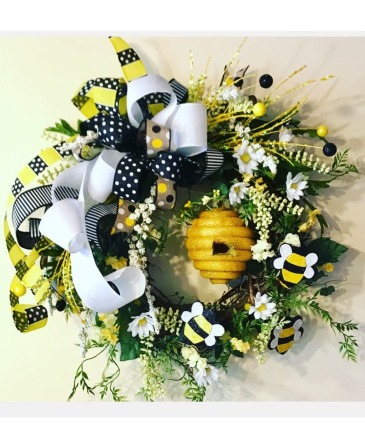 Summer Bumble Bee Wreath - June 20th, 2024 MAKE AND TAKE WORKSHOP in Sutton, MA | POSIES 'N PRESENTS