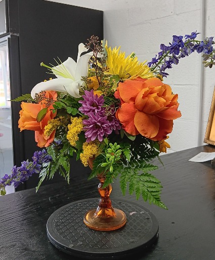 Summer Citrus Pedestal arrangement