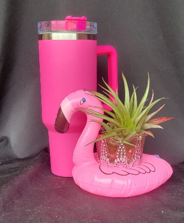 Summer Flamingo w/40 Oz Travel Mug Air Plant in Longview, WA | Banda's Bouquets Summer Flamingo w/40 Oz Travel Mug Air Plant in Longview, WA | Banda's Bouquets