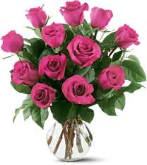 1 Dz Purple Lavender Roses in Vase