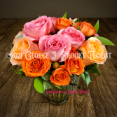 WARM THOUGHTS Lush Citrus Colored Roses Design in Brattleboro, Vermont | George J. Brooks Florist LLC