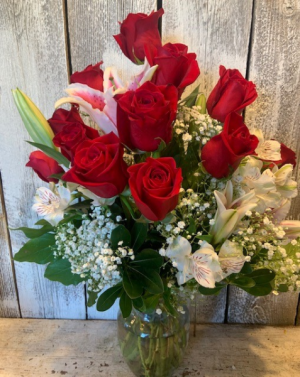 Valentine’s special  1 doz. roses/ with lillies