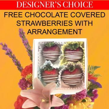 Summer Special Free Chocolate Covered Strawberries With Dc Arrangement In El Paso Tx Angie S Floral Design Gifts