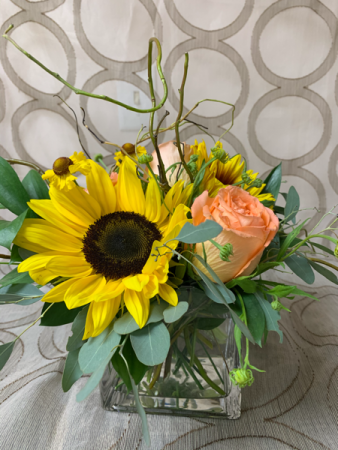 Summer sunflowers sunflowers, roses and seasonal filler flowers