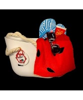 Summertime Fun Tote with towel, Sunglasses, flip flops, Sunscreen
