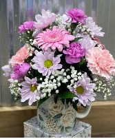 Summertime Garden Fresh floral in cup