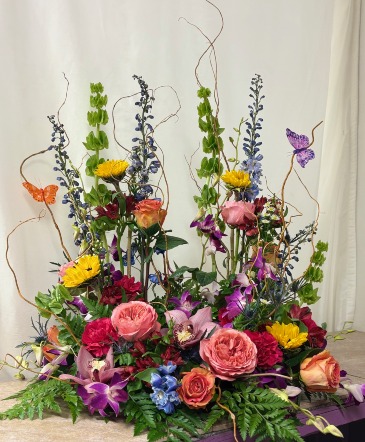 Summery Urn Arrangement Urn Display in Winter Park, FL | APPLEBLOSSOM FLORIST & GIFTS