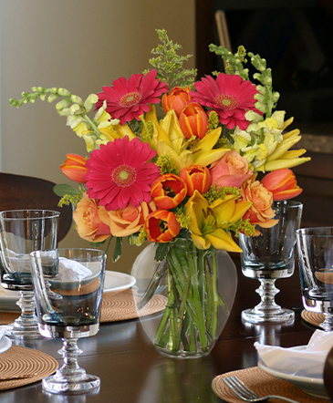 Sun-Drenched Color Lifestyle Arrangement in Albany, NY | Ambiance Florals & Events