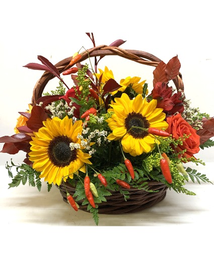 Sun fkowers and chillies Basket