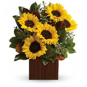 Sun Flower Days  Fresh Flowers in Wooden Keepsake Box 