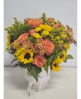 Sunburst  Sympathy arrangement in compote vase