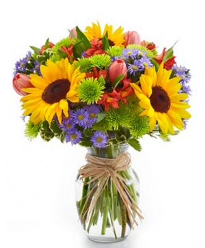 Sunflower and More Vase Arrangement