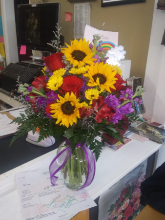 Sunflower and Rose Celebration Bouquet
