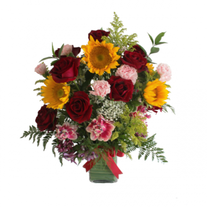 Sunflower and Roses arrangement