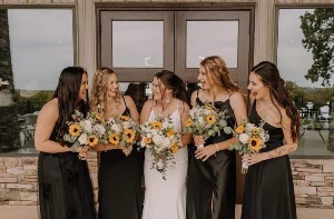 sunflower and white rose bridal party 