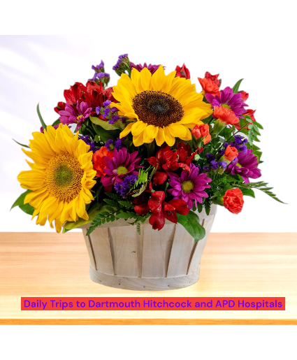 Sunflower Picnic Basket Arrangement