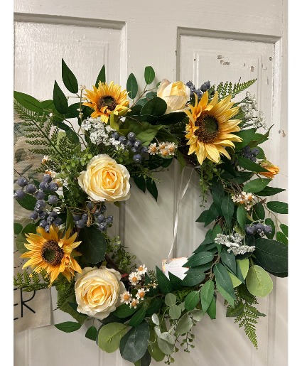 Sunflower Blueberry Wreath Wreath/ Silk