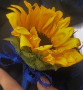 Sunflower Boutonniere  Can Be Made with Other Color Ribbon. Please call for colors.