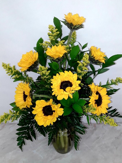 SUNFLOWER BRIGHTENS  VASE ARRANGEMENT 