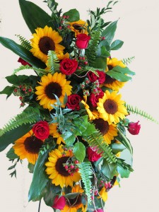 Sunflower Burst Standing Spray in Northport, NY | HENGSTENBERG'S FLORIST Sunflower Burst Standing Spray in Northport, NY | HENGSTENBERG'S FLORIST