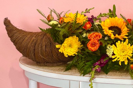 Sunflower Cornucopia Centerpiece