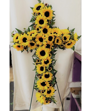 Sunflower Cross Standing Easel Cross in Winter Park, FL | APPLEBLOSSOM FLORIST & GIFTS